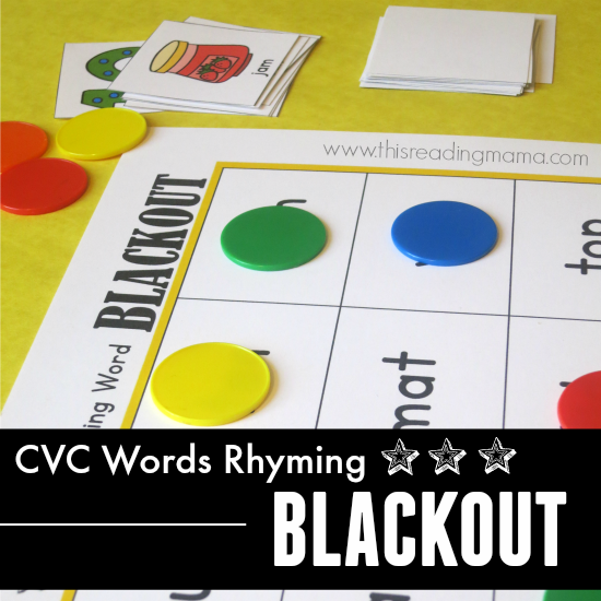 CVC Words Rhyming Blackout Game This Reading Mama