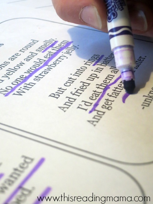 underlining words that helped with visualizing