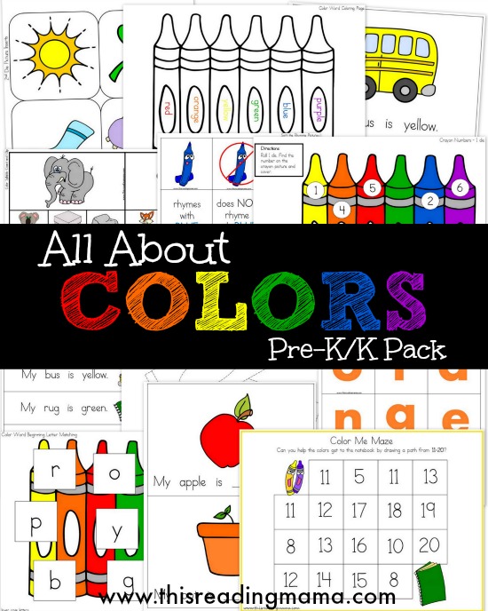 FREE All About Colors Pre-K and K Pack - This Reading Mama