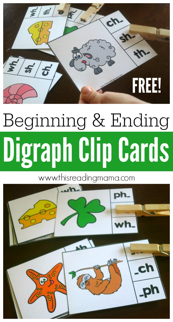 FREE Beginning and Ending Digraph Clip Cards - This Reading Mama