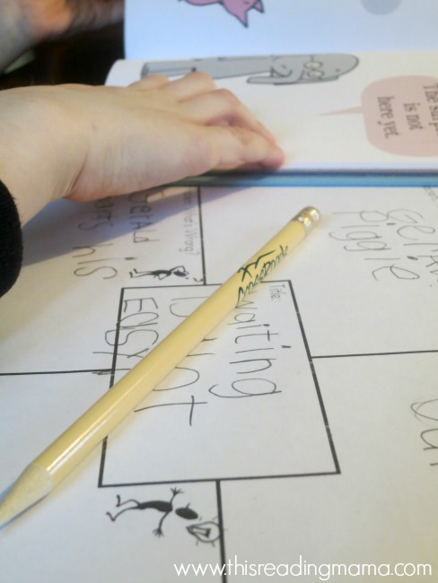 filling out the graphic organizer with the important parts of the story