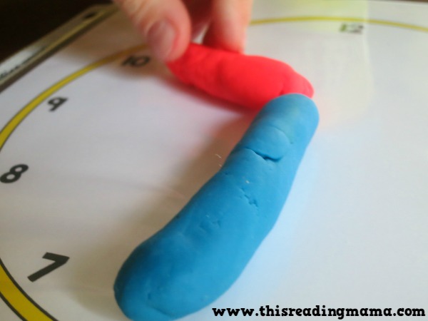 telling time by the half hour with clock playdough mats