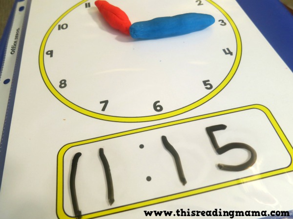 using clock playdough mats for teaching analogue and digital time