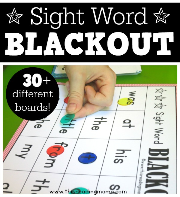 FREE Sight Word Blackout Game - This Reading Mama