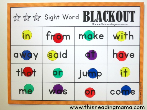 Sight Word Blackout winner
