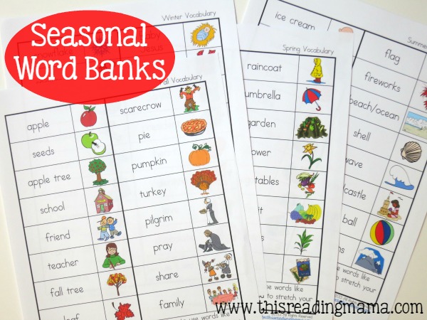 Seasonal Word Banks for Spelling - This Reading Mama
