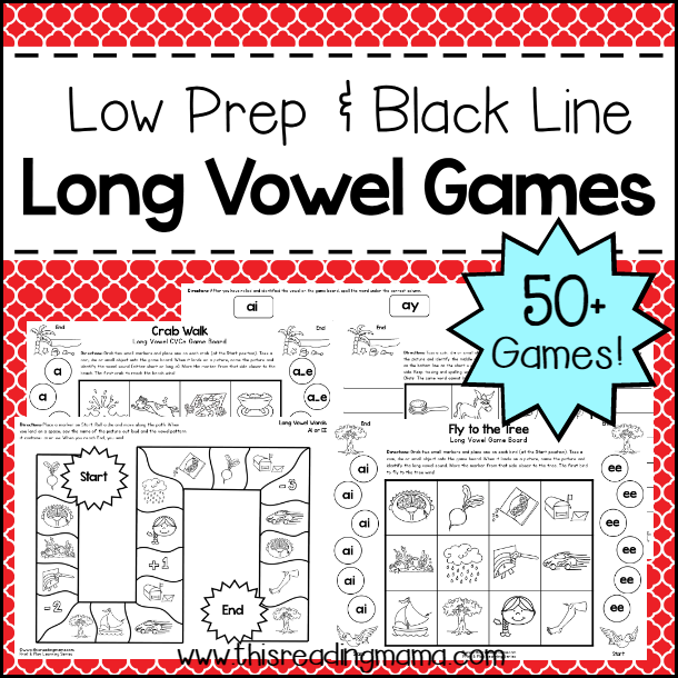 Low Prep Long Vowel Game Cover for Tpt
