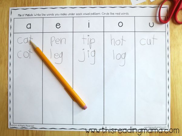 spelling recording sheet from mix n' match spelling activity pack