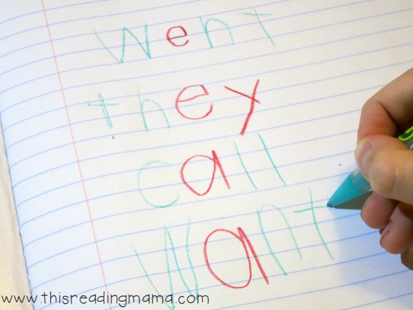 writing sight words in word notebook