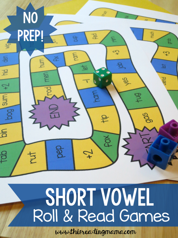 3 Short Vowel Roll and Read Games {FREE} | This Reading Mama
