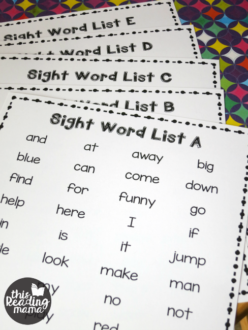 5 free printable sight word lists | This Reading Mama