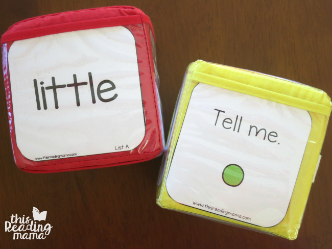 sentence writing and word inserts for learning cubes
