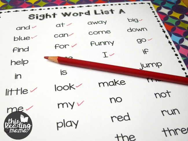 using sight word lists as assessment for students
