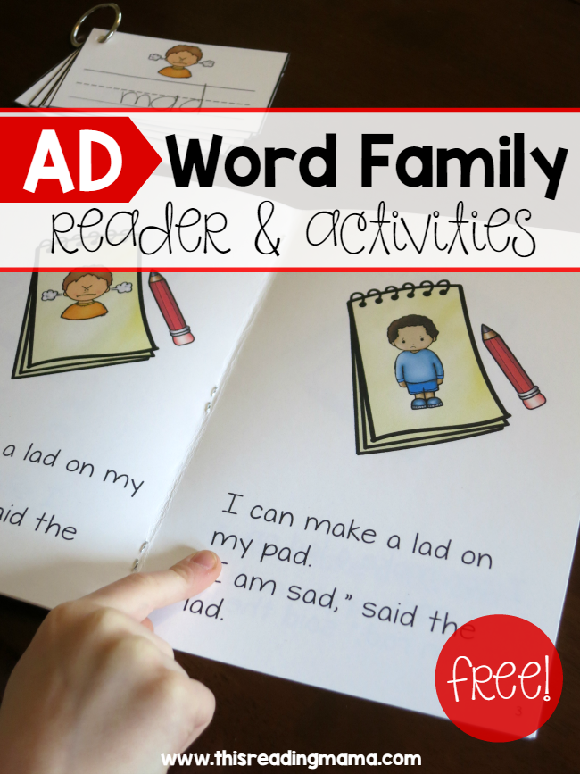 AD Word Family Reader and Activities - free - This Reading Mama