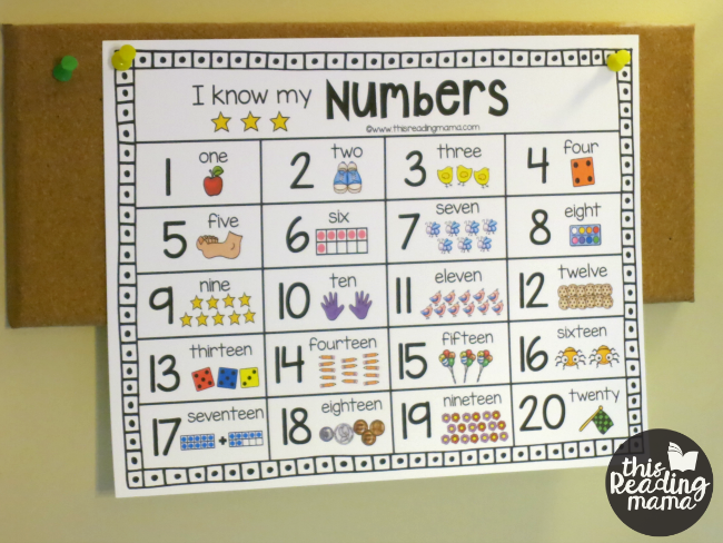putting the number chart where the child can see it