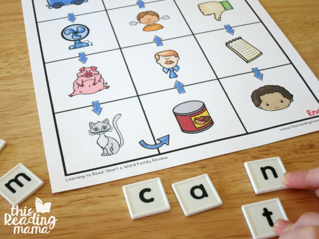 using letter tiles to for the Just Swap 1 activity - Lesson 4 of Learn to Read