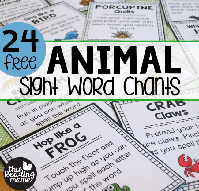 24 FREE Animal Sight Word Chants from This Reading Mama