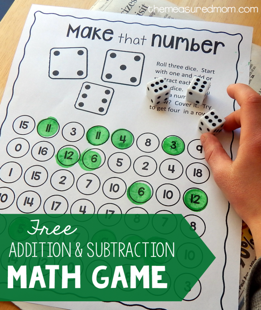 addition and subtraction math game