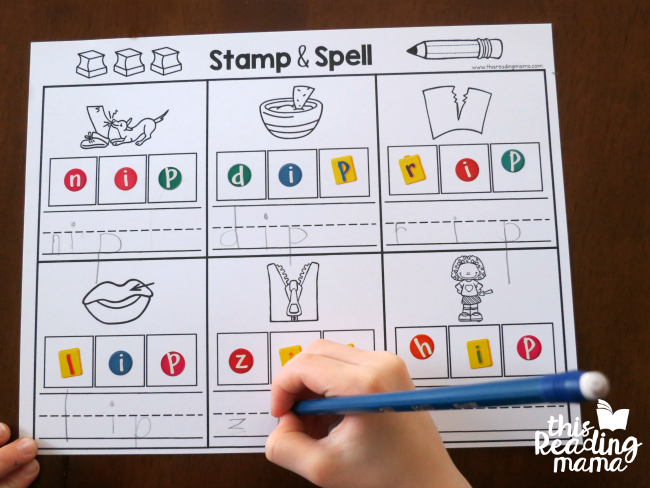 IP Word family stamp and spell page from Learn to Read
