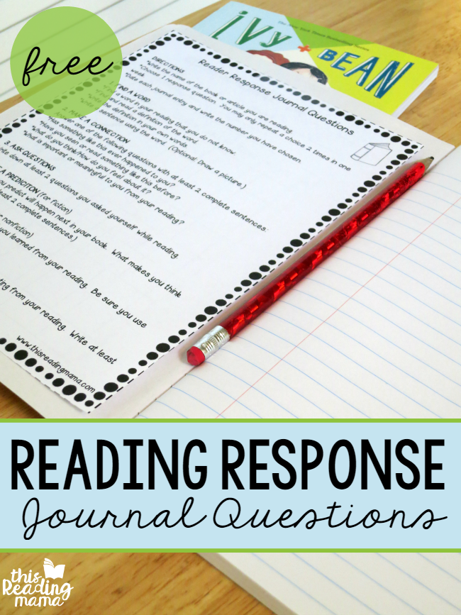 Reading Response Journal Questions - FREE - This Reading Mama