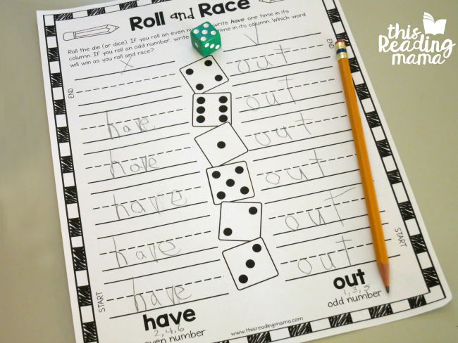 Roll and Race Sight Word Game from Learn to Read
