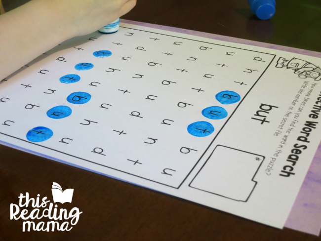 sight word search with dot paint