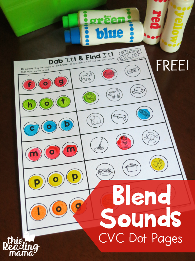 Blend Sounds with CVC Dot Pages - FREE - This Reading Mama