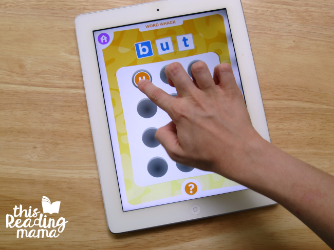 Word Whack sight word spelling game from sight word app