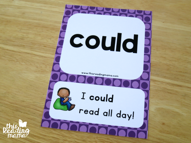 example page from first grade sight word sentence cards