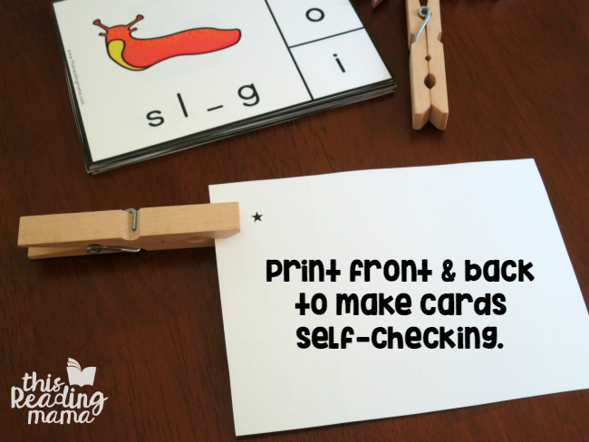 print self-checking stars for short vowel clip cards - from bundle pack