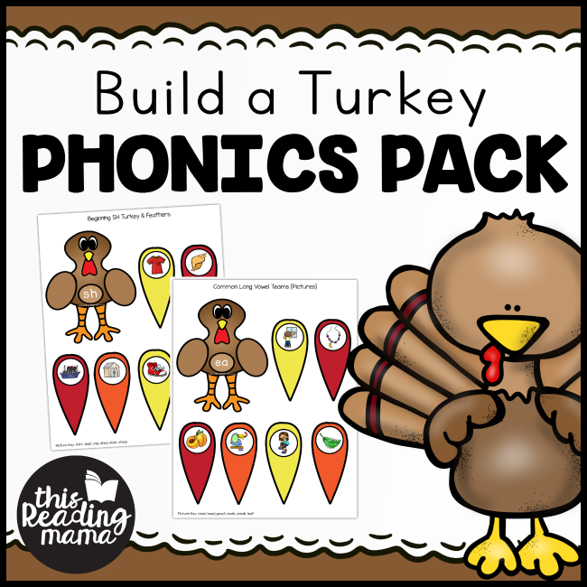 Build-a-Turkey Phonics Pack from This Reading Mama