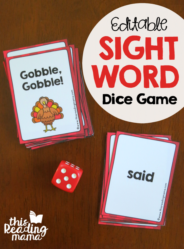 Editable Sight Word Dice Game FREE - This Reading Mama