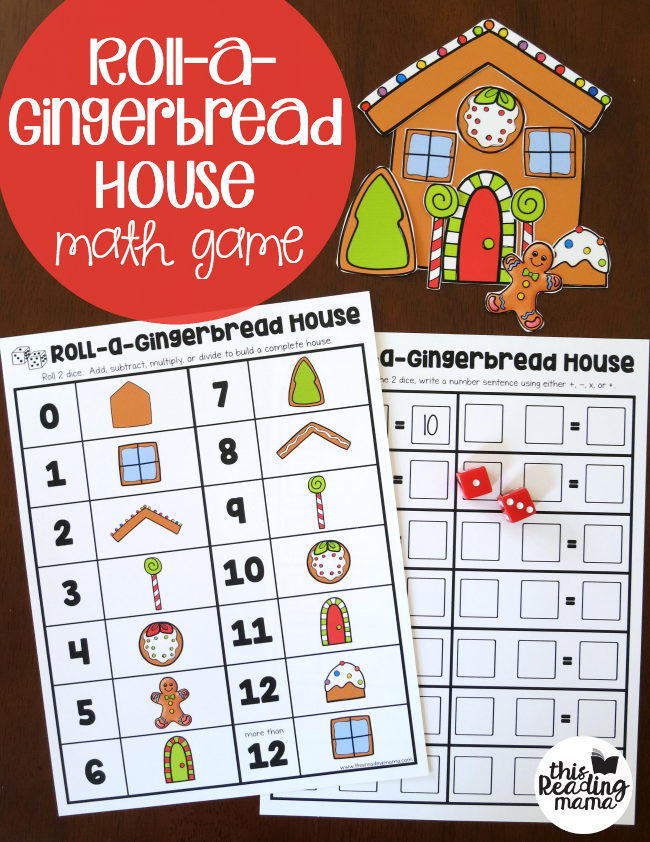 Roll a Gingerbread House Math Game for Math Facts (free) - This Reading Mama