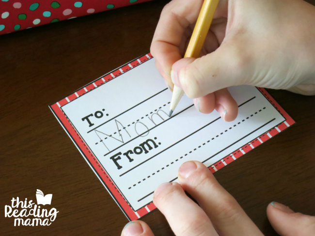 kids can write on - writing lines on printable Christmas gift tags