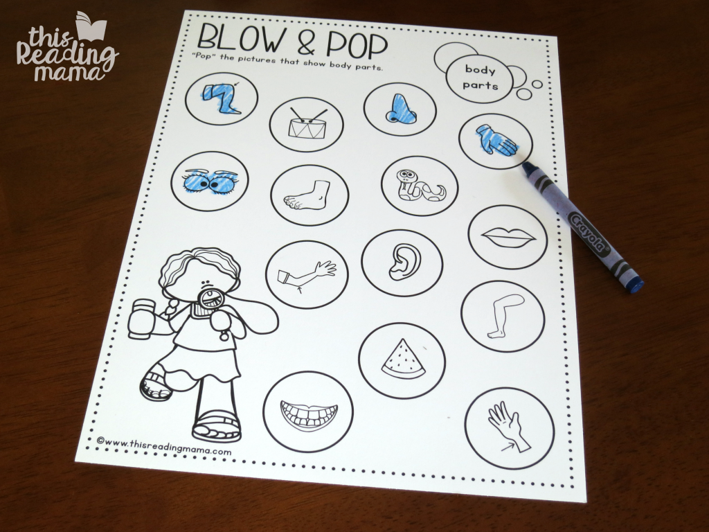 Blow and Pop using crayon instead of dot markers