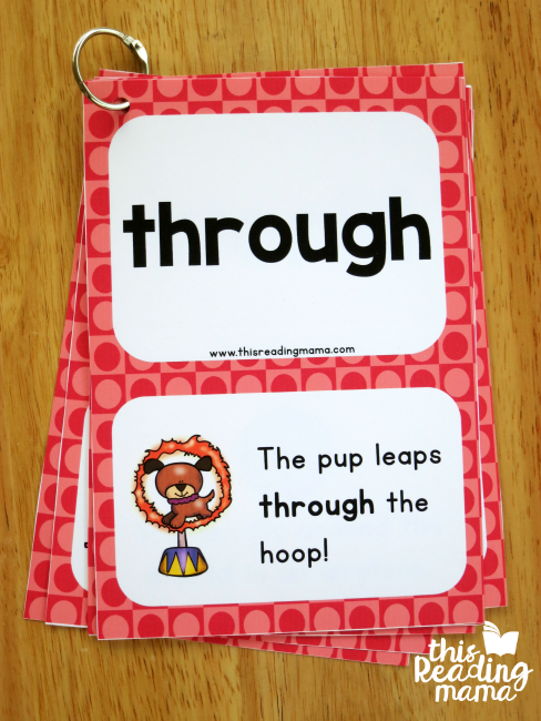hole punch sight word cards and make a flip book