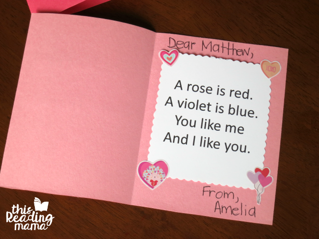 finished kid-made poetry Valentines