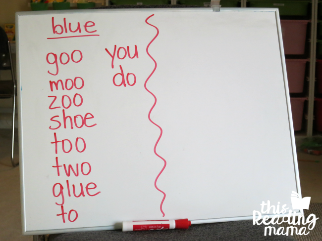 list of words that rhyme with blue