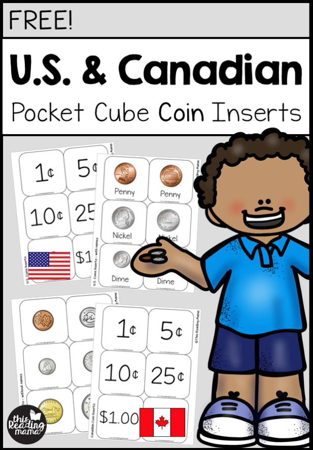 U.S. and Canadian Pocket Cube Coin Inserts {FREE} - This Reading Mama