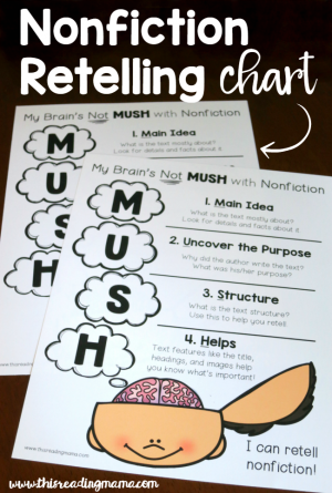 FREE Nonfiction Retelling Chart with MUSH - This Reading Mama