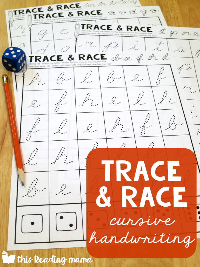 Fun Cursive Handwriting Pages - Trace and Race - This Reading Mama