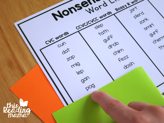 reading nonsense words from the free printable word list
