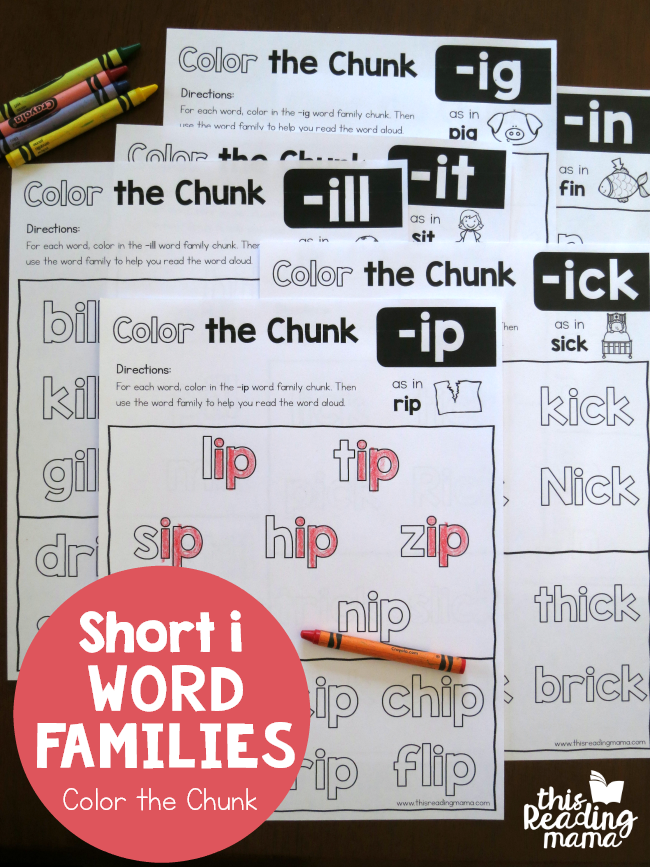 Color the Chunk – Short i Word Families