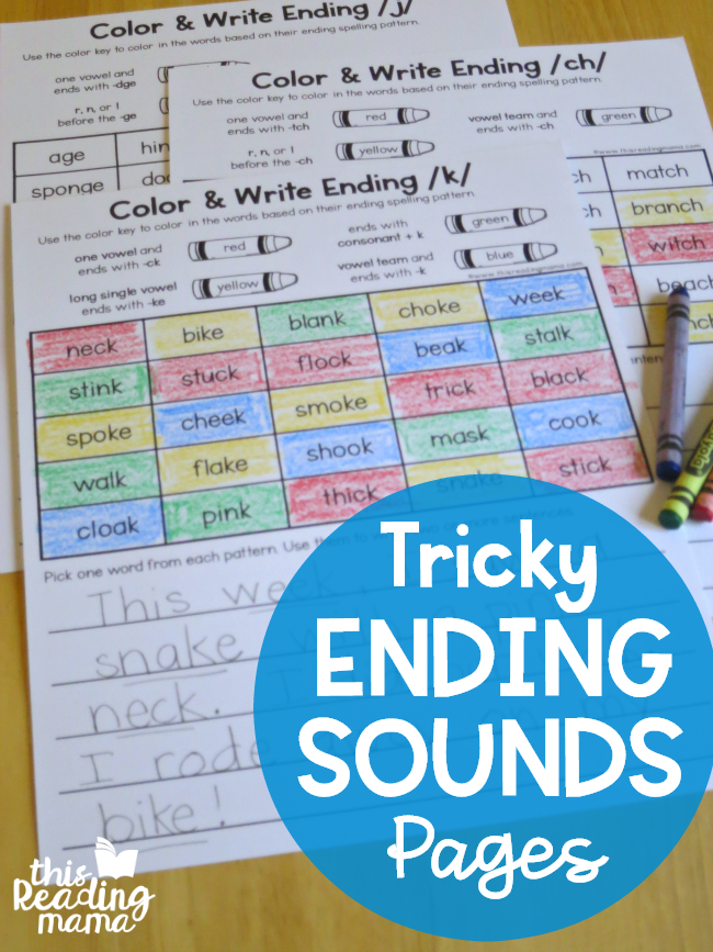 Tricky Ending Sounds Worksheets