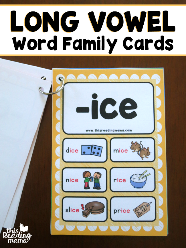 Long Vowel Word Family Cards - This Reading Mama