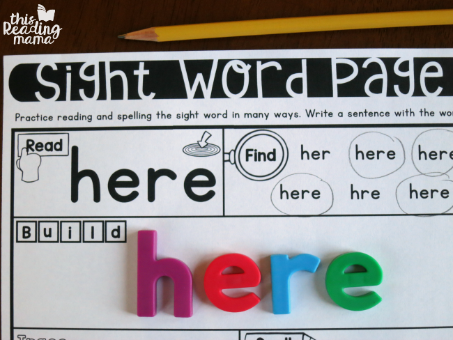 sight word activity pages - visuals for homophones