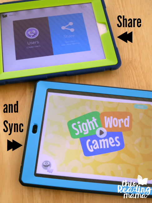 now you can share and sync data from one device to another with our updated sight word games app