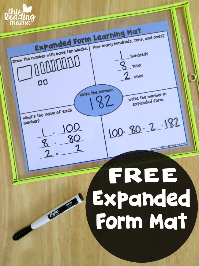 Expanded Form Learning Mat {Free!}