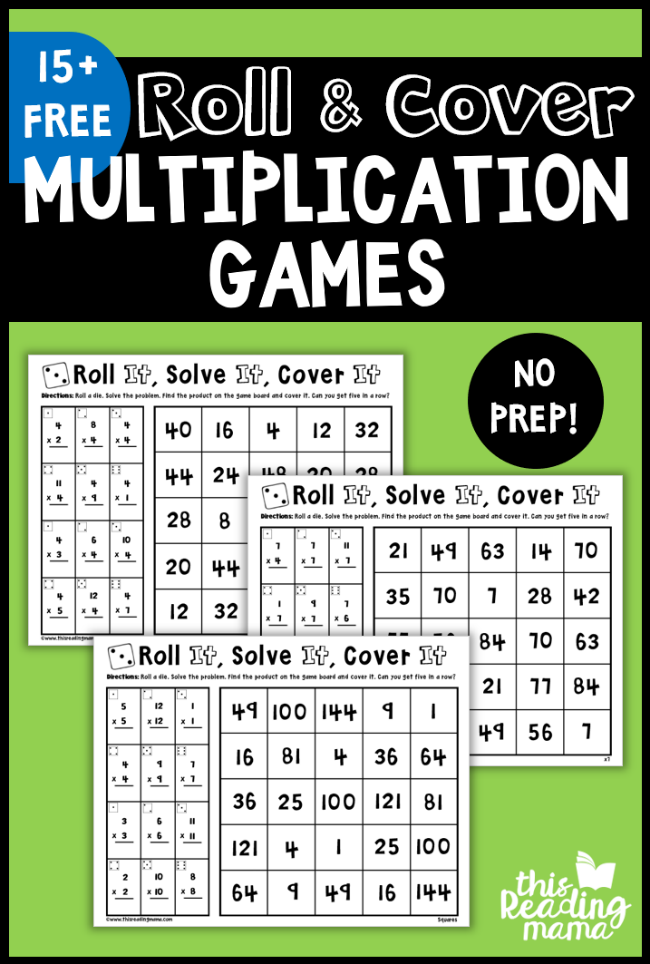 No Prep Multiplication Games: Roll & Cover