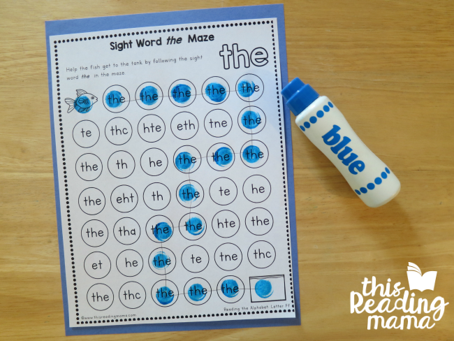 Sight Word Maze from Reading the Alphabet